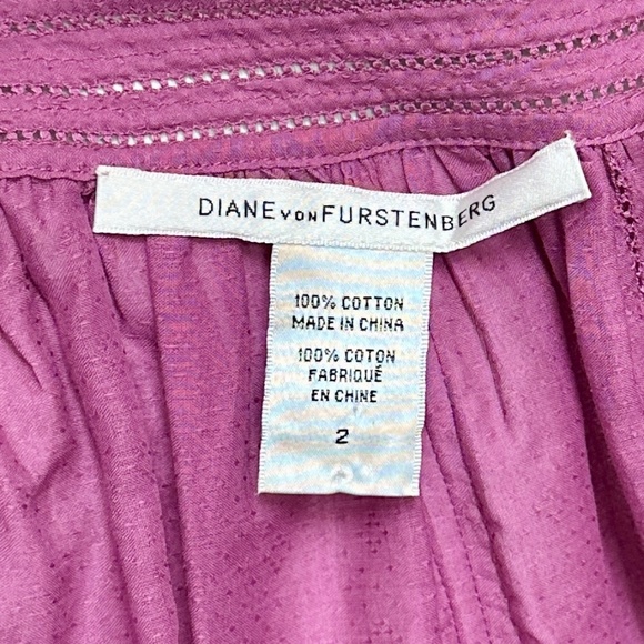 Diane Von Furstenberg purple ruffle blouse size 2 - Picture 4 of 4